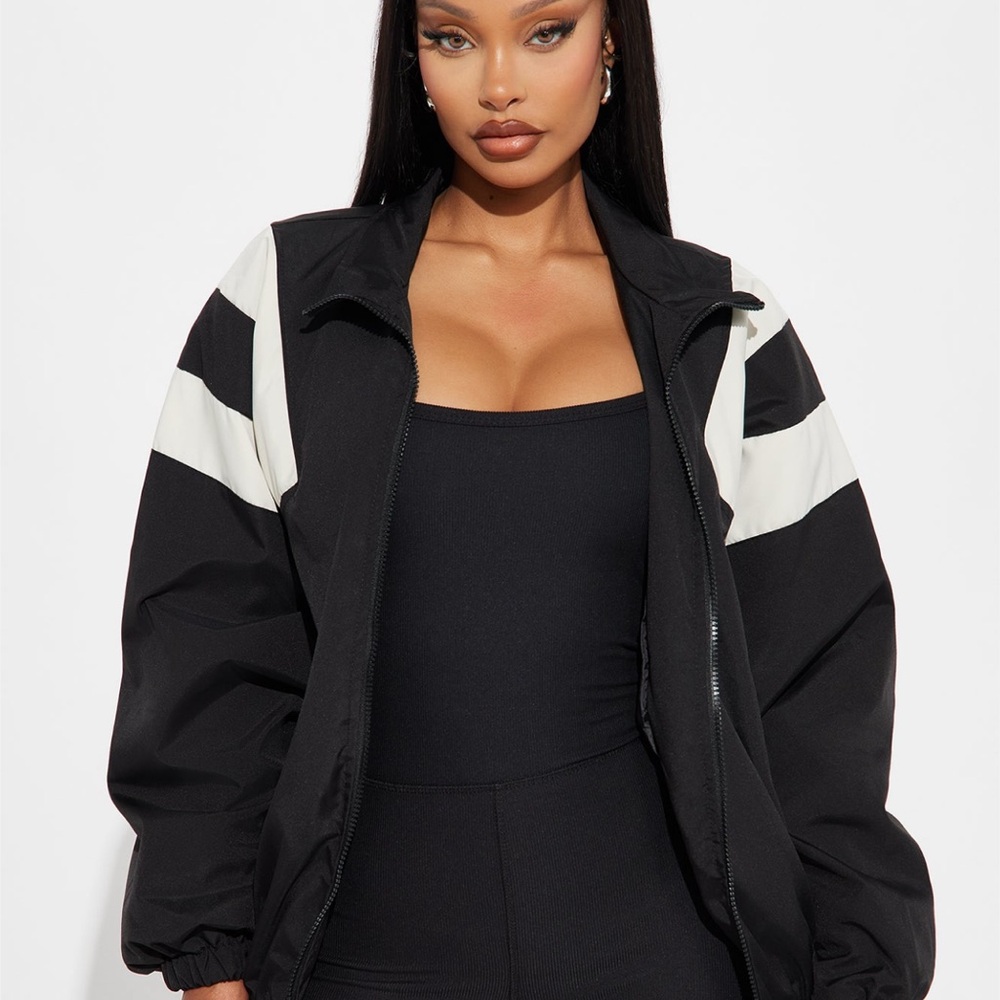 Fashion Nova Black and White Bomber Jacket